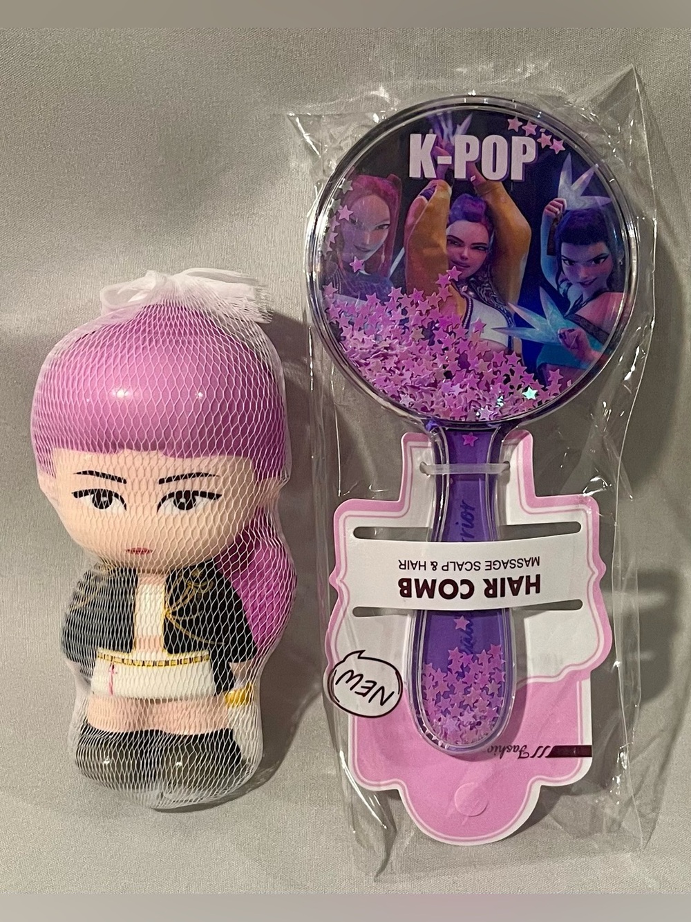 Squishy K-pop Rumi & Glittery K-pop Hairbrush Bundle
